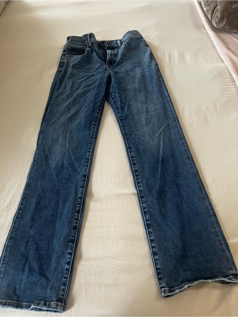 Express Women's Dark Blue Straight-Leg Jeans